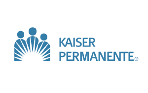 The logo of Kaiser Permanente features three stylized human figures above a sunburst design on the left, with the text "Kaiser Permanente" in blue on the right, symbolizing their commitment to guiding health and wellness like a career coach guides personal development.